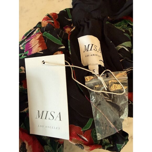 NWT MISA Halter Koral Floral Black Jumpsuit Romper Sleeveless Size S $470 [jb] - Picture 10 of 11